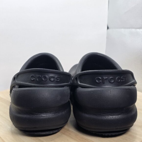 Mens Size 10 Crocs Bistro Work Clogs Slip On Sandals Slides Slip Resistant Black - Picture 6 of 11